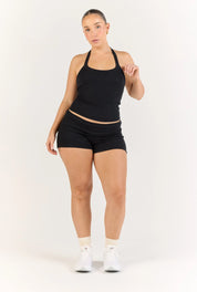 Ribbed Halter Tank - Black