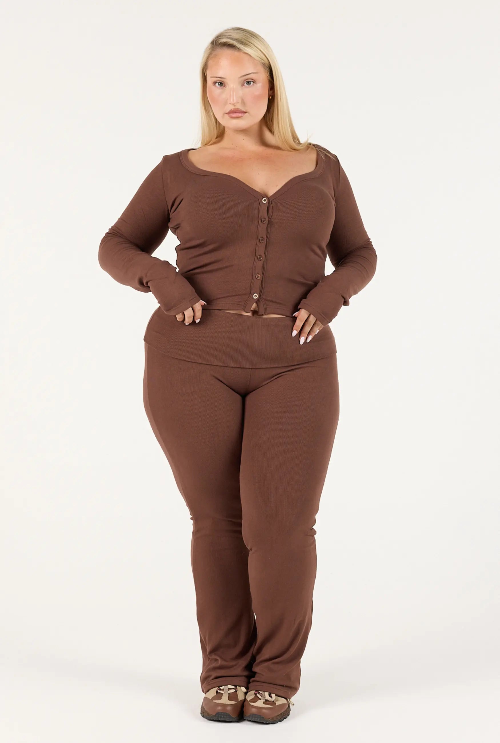 Ribbed Cardigan - Chocolate