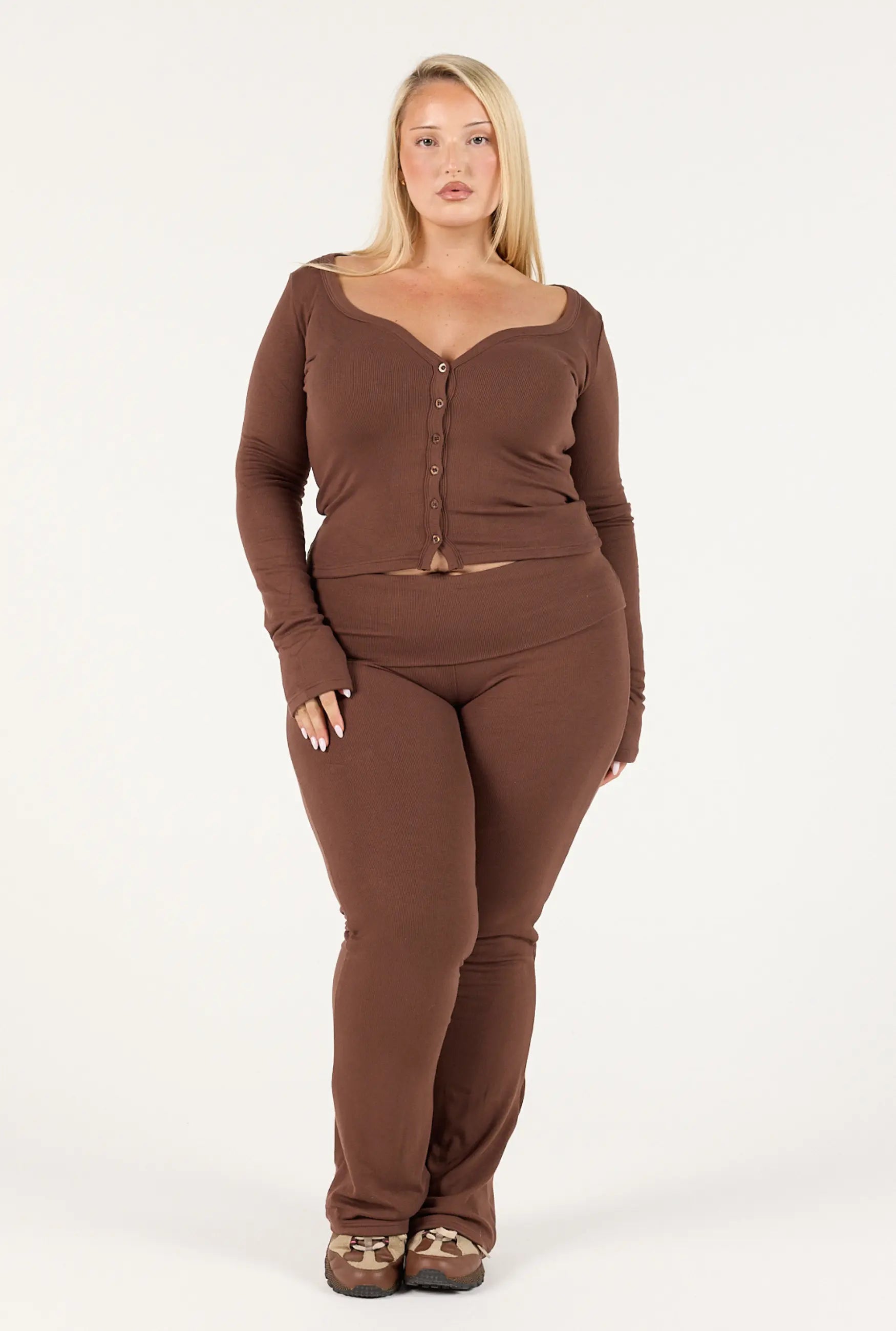 Ribbed Cardigan - Chocolate