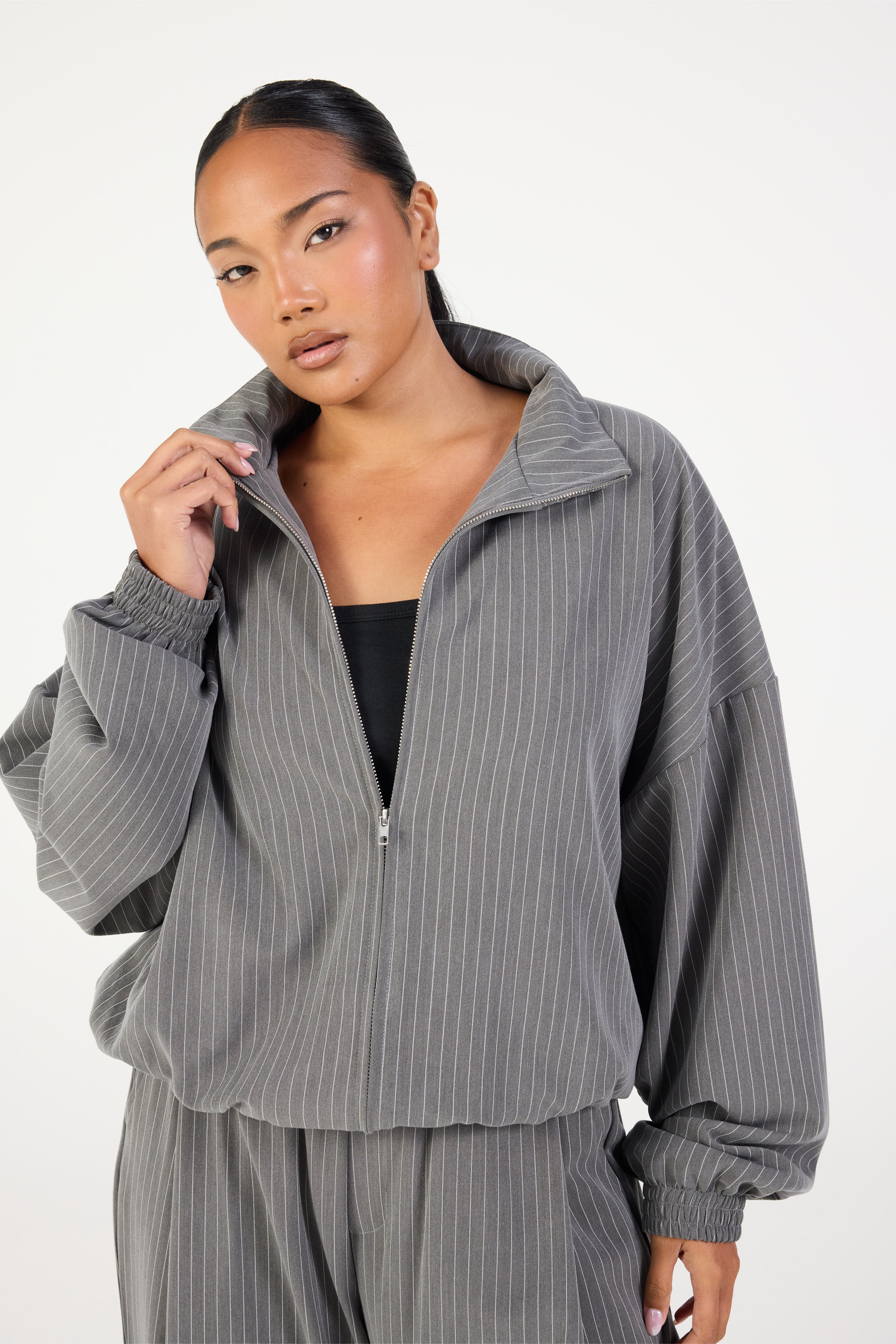 Double Zip Jacket - Slate Grey Stripe – Remmie By Riley