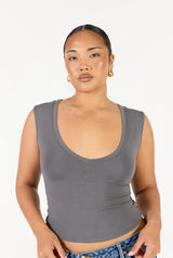 V Neck Tank - Gunmetal