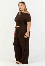 Flow Boat Neck T-Shirt - Choc