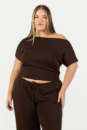 Flow Boat Neck T-Shirt - Choc