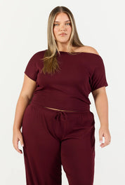 Flow Boat Neck T-Shirt - Black Cherry