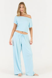 Flow Boat Neck T-Shirt - Baby Blue