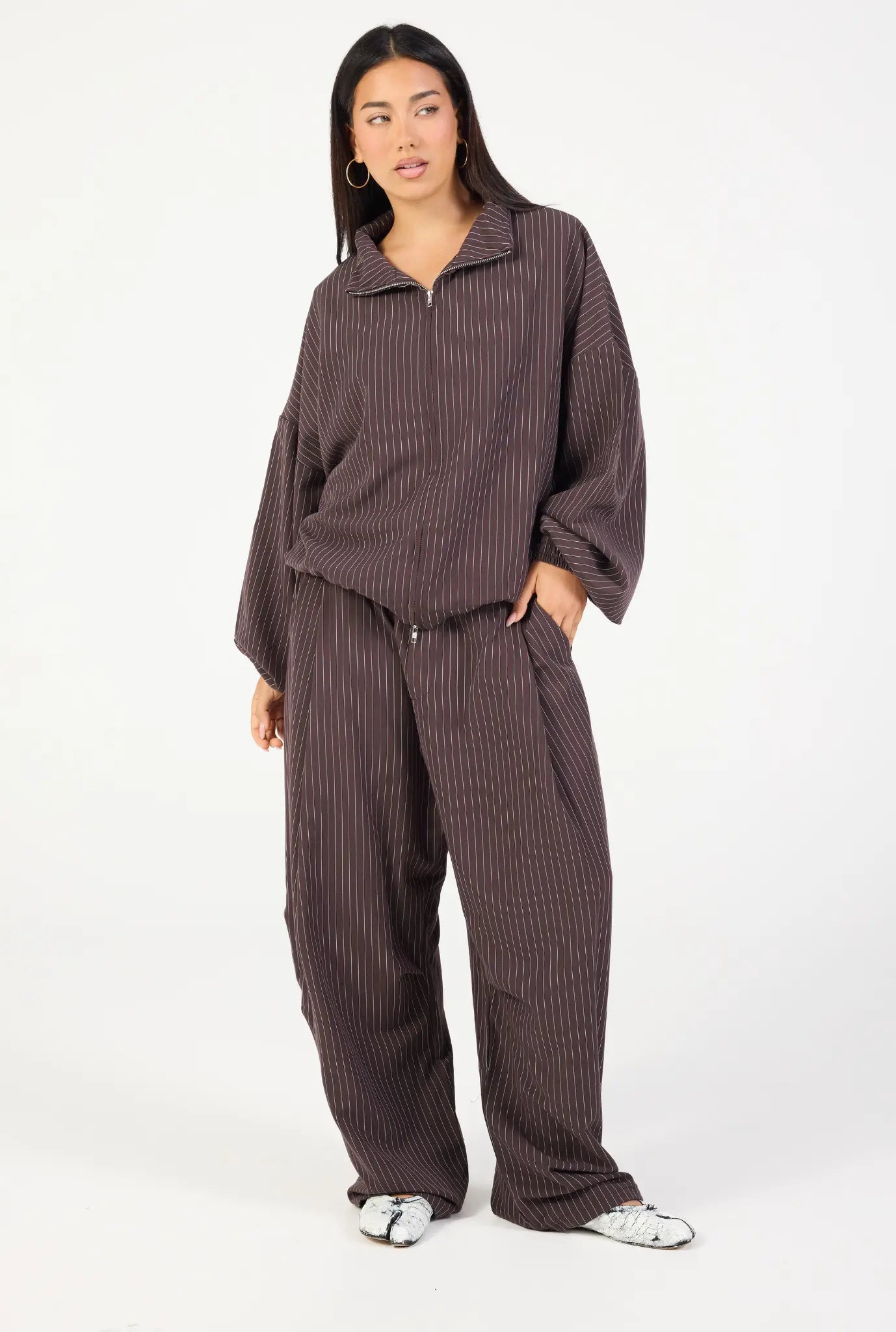 Double Zip Jacket - Espresso Stripe