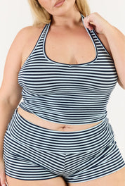 Striped Soft Girl Short - Blue/Dark Navy
