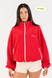 Fleece Zip Up - Red/Cream (*PRE-ORDER*)