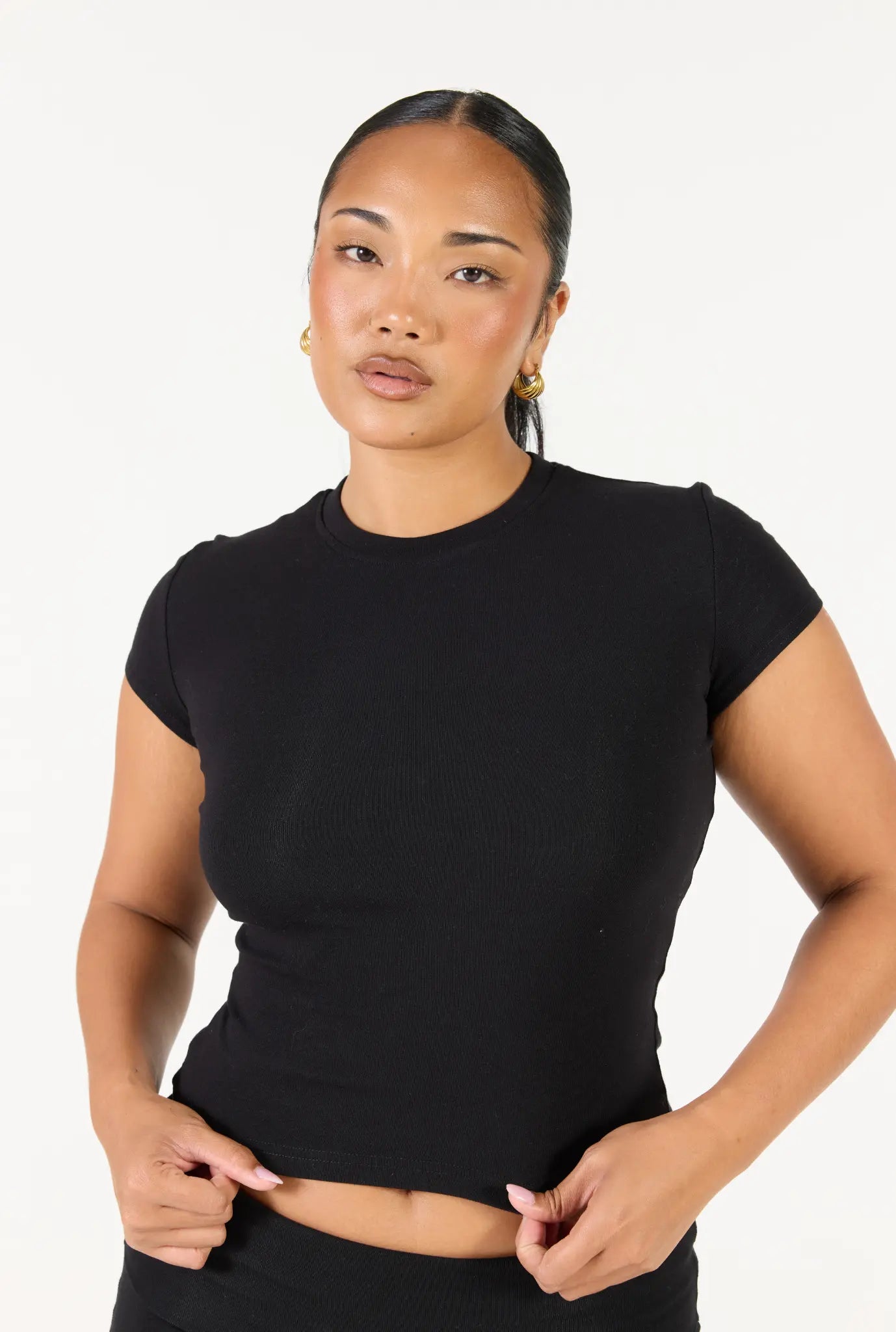 Soft Girl Cap Sleeve Tee - Black