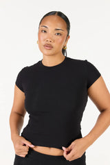 Soft Girl Cap Sleeve Tee - Black