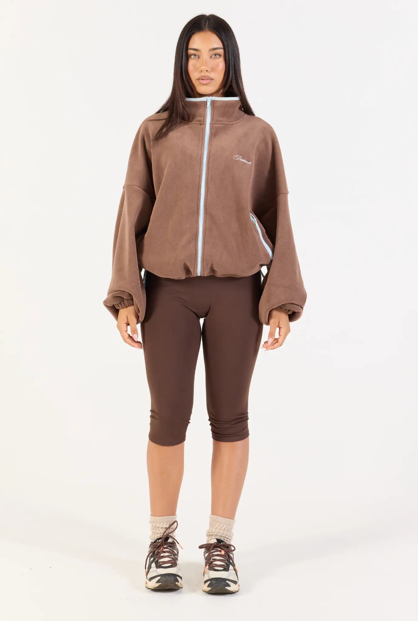 Fleece Zip Up  - Brown/Blue
