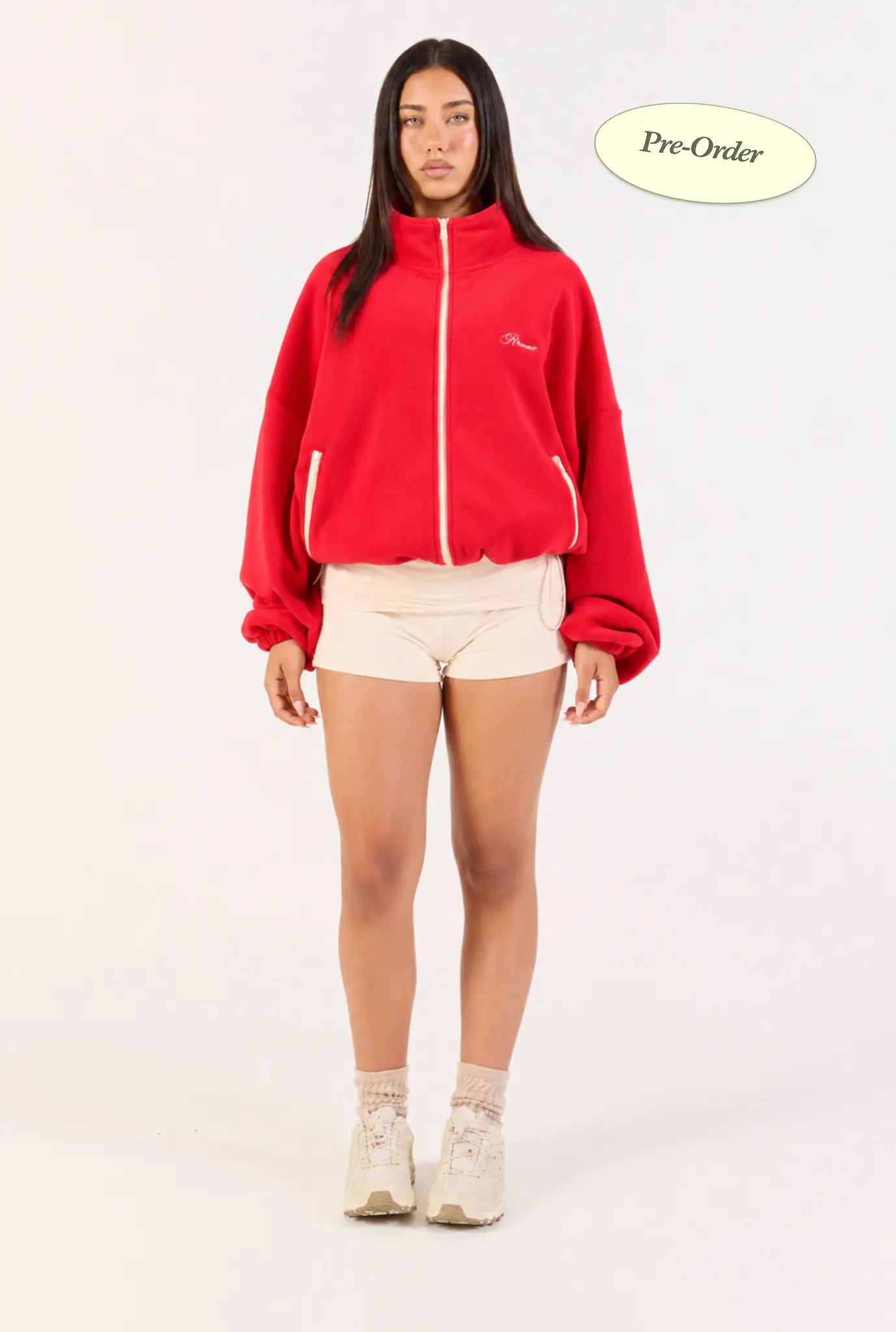 Fleece Zip Up - Red/Cream (*PRE-ORDER*)