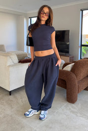 Soft Girl Cap Sleeve Tee - Navy
