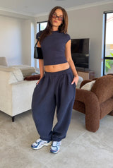 Soft Girl Cap Sleeve Tee - Navy
