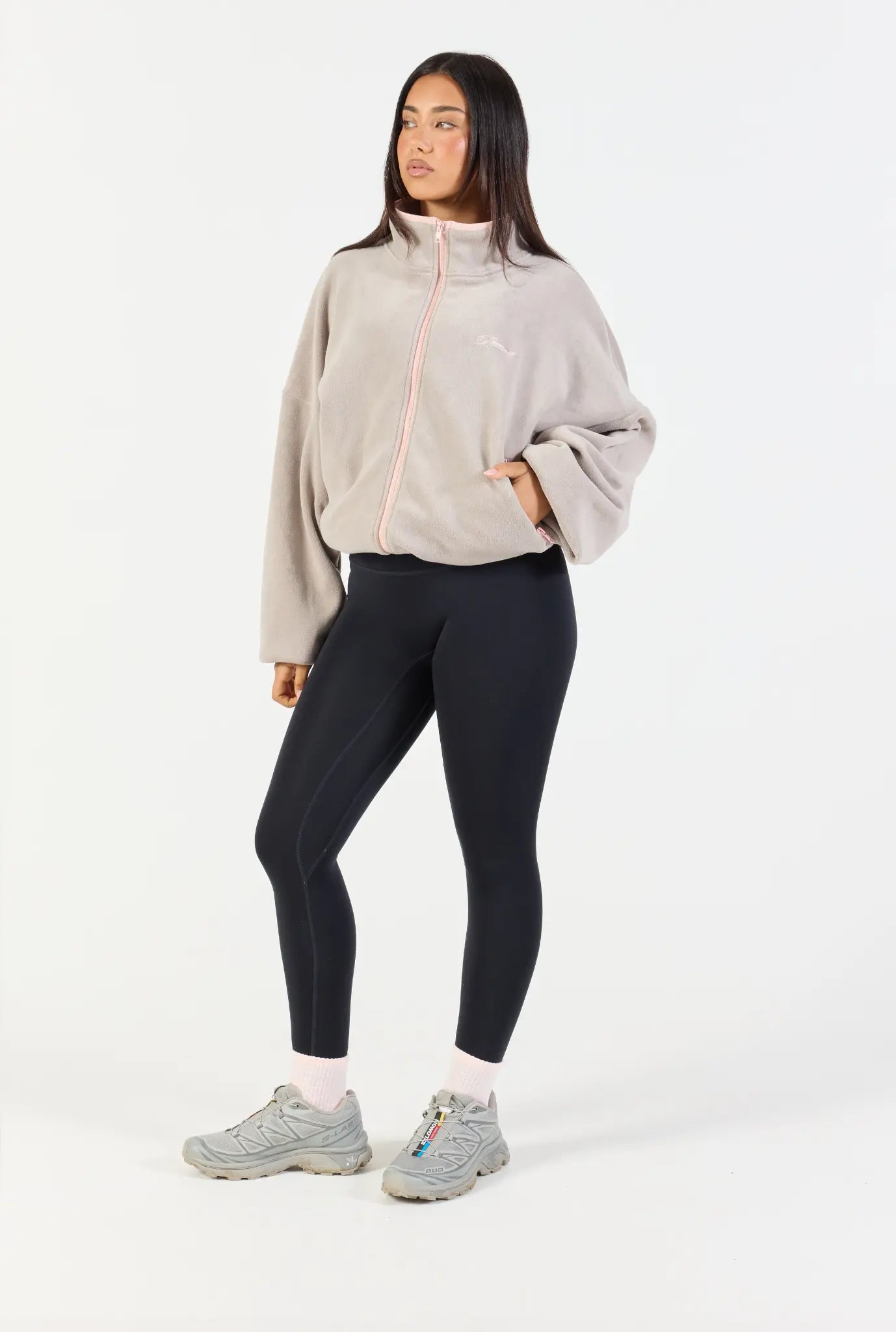 Fleece Zip Up  - Grey/Pink