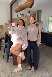 Fleece Zip Up  - Grey/Pink