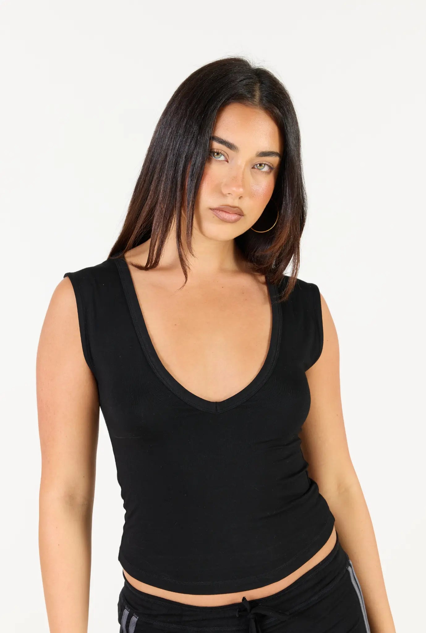 V Neck Tank - Black