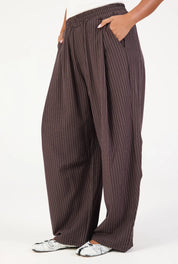 Barrel Leg Pant - Espresso Stripe