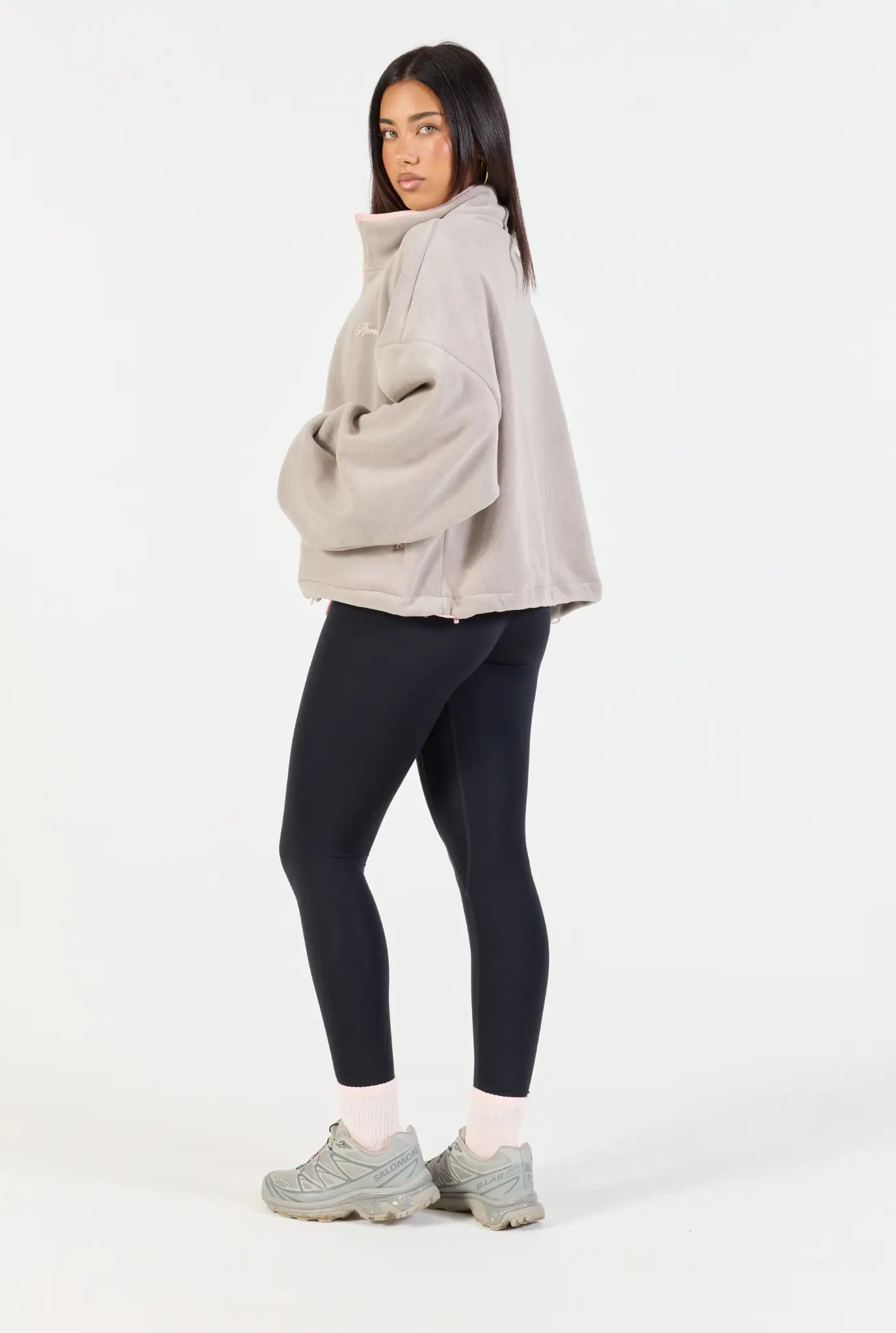 Fleece Zip Up  - Grey/Pink