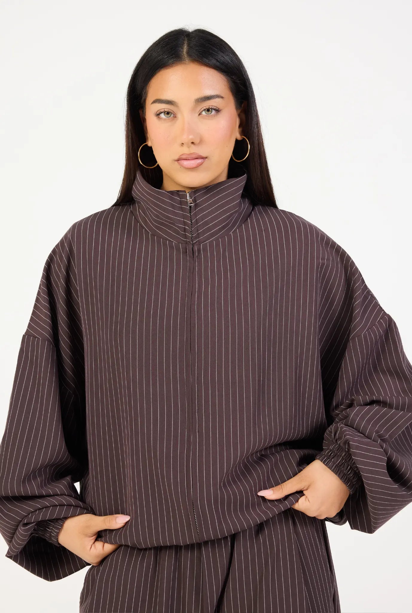 Double Zip Jacket - Espresso Stripe