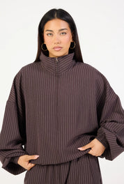 Double Zip Jacket - Espresso Stripe