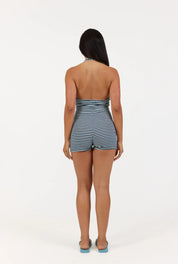 Striped Soft Girl Romper - Blue Stripe