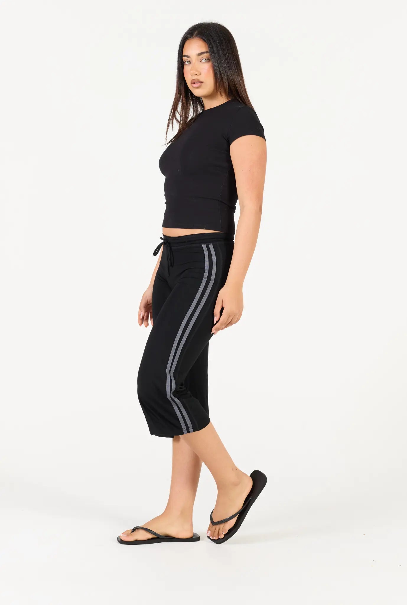 Stripe Capri - Black