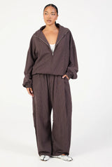 Barrel Leg Pant - Espresso Stripe