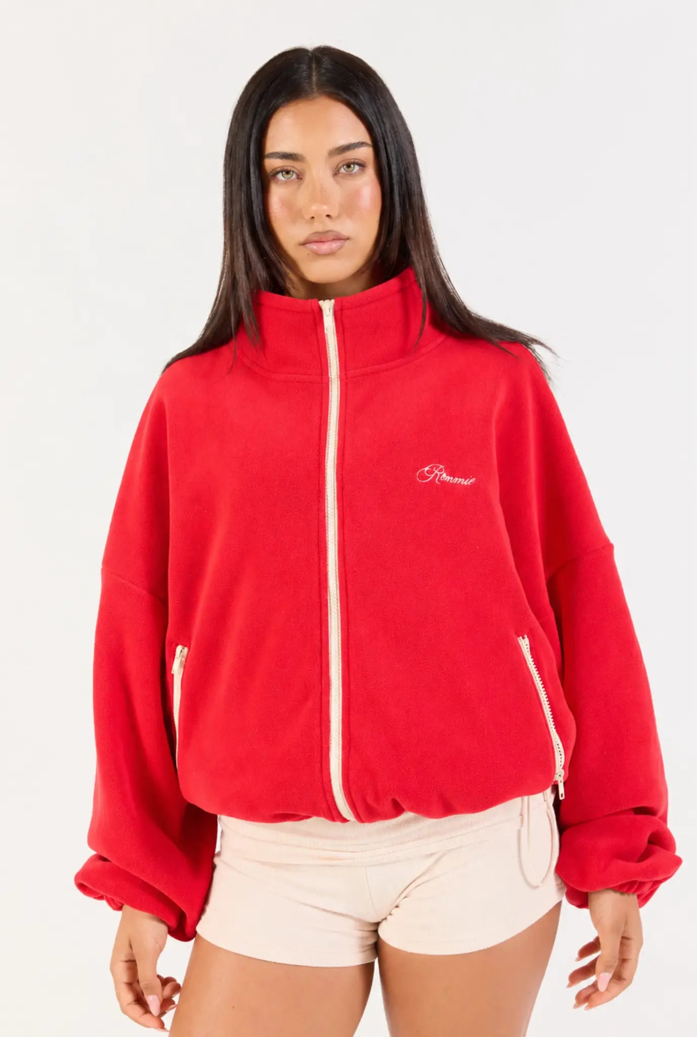 Fleece Zip Up - Red/Cream (*PRE-ORDER*)