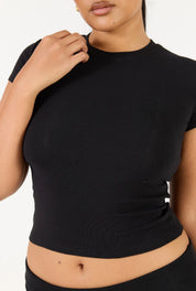 Soft Girl Cap Sleeve Tee - Black