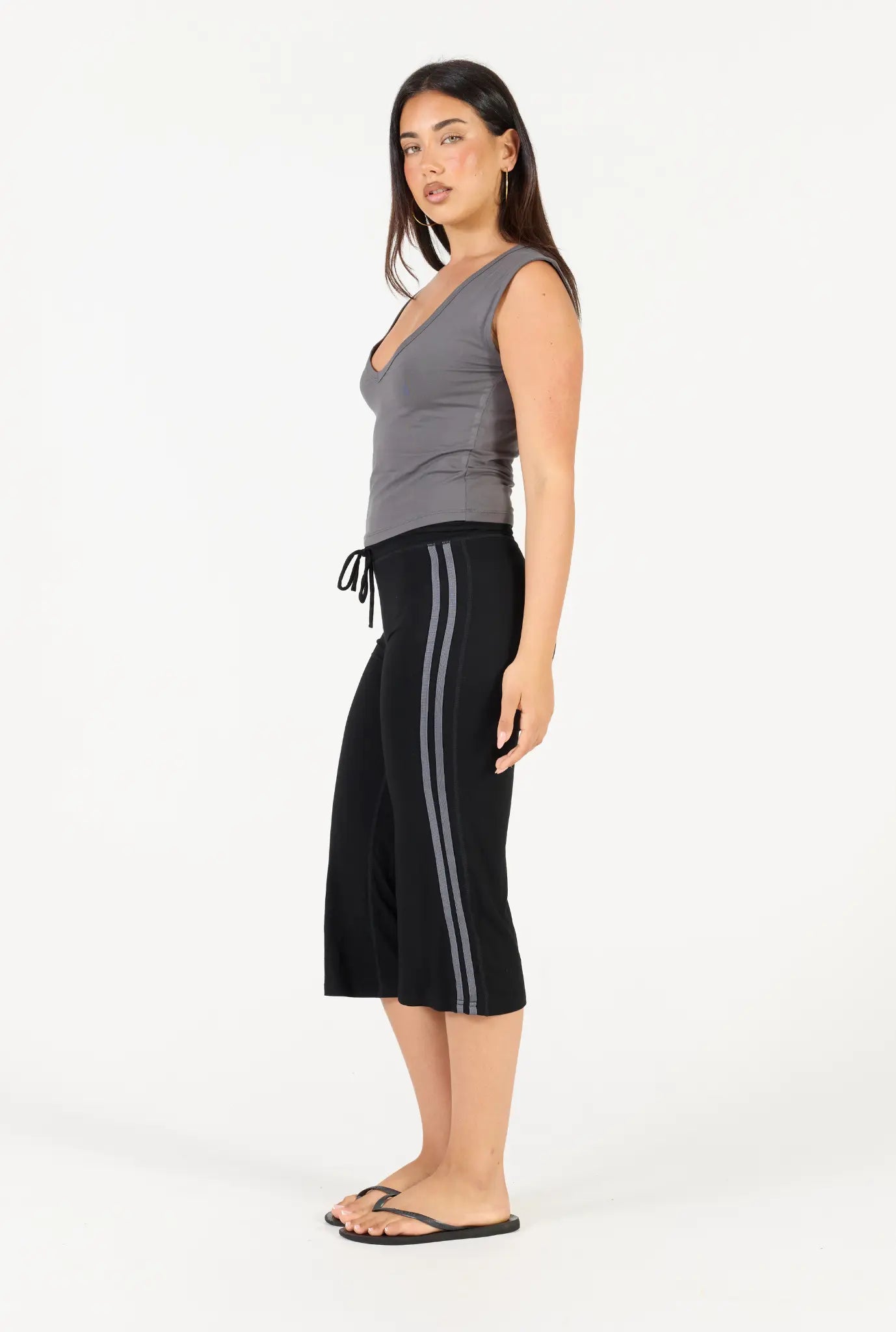 V Neck Tank - Gunmetal