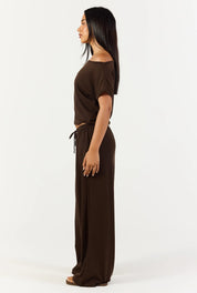 Flow Boat Neck T-Shirt - Choc