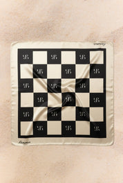 Satin Scarf - Black/Cream Check