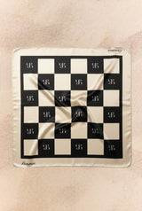 Satin Scarf - Black/Cream Check