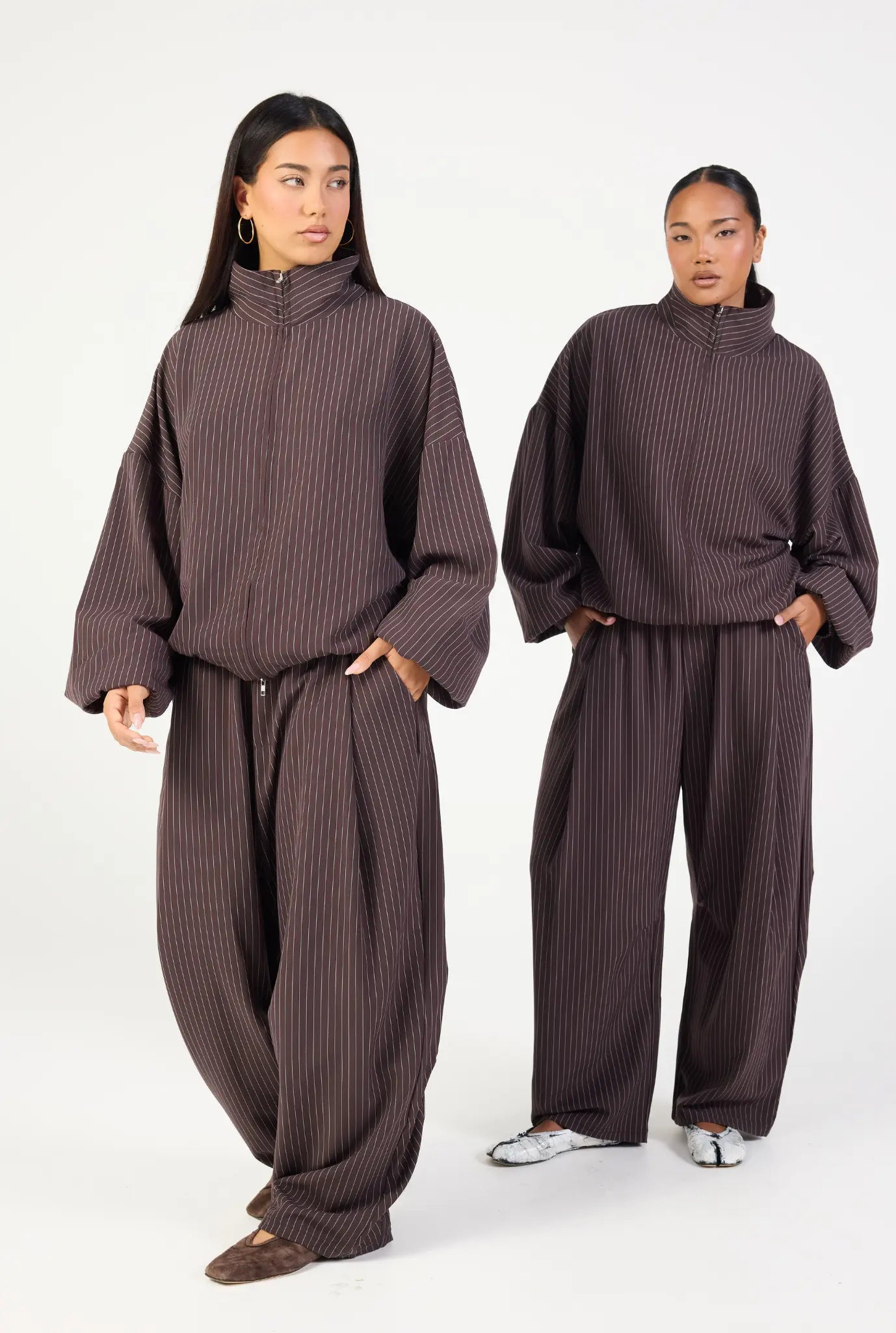 Barrel Leg Pant - Espresso Stripe