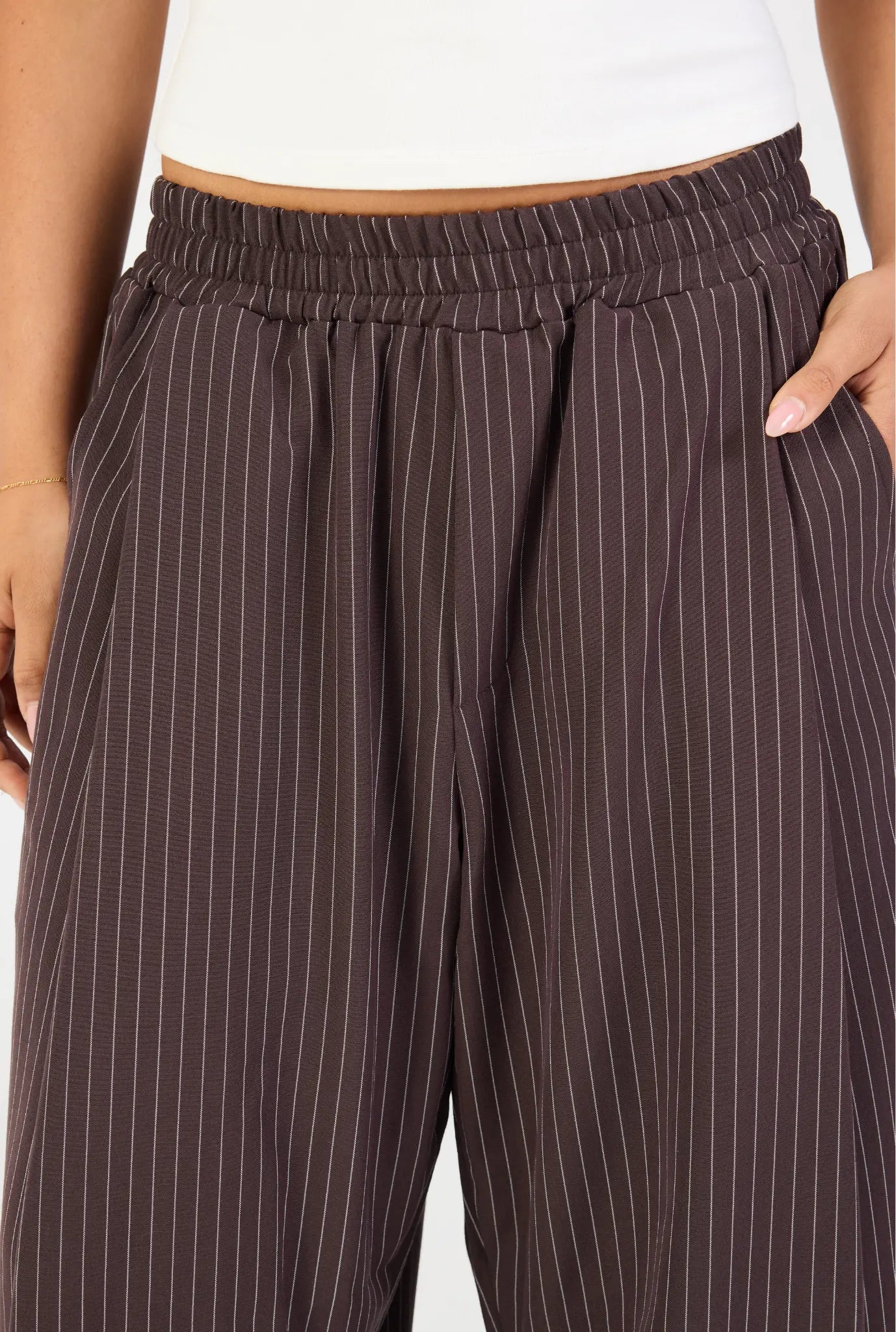 Barrel Leg Pant - Espresso Stripe