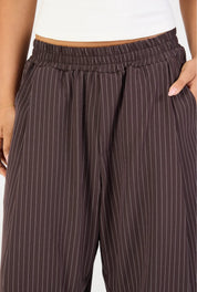 Barrel Leg Pant - Espresso Stripe