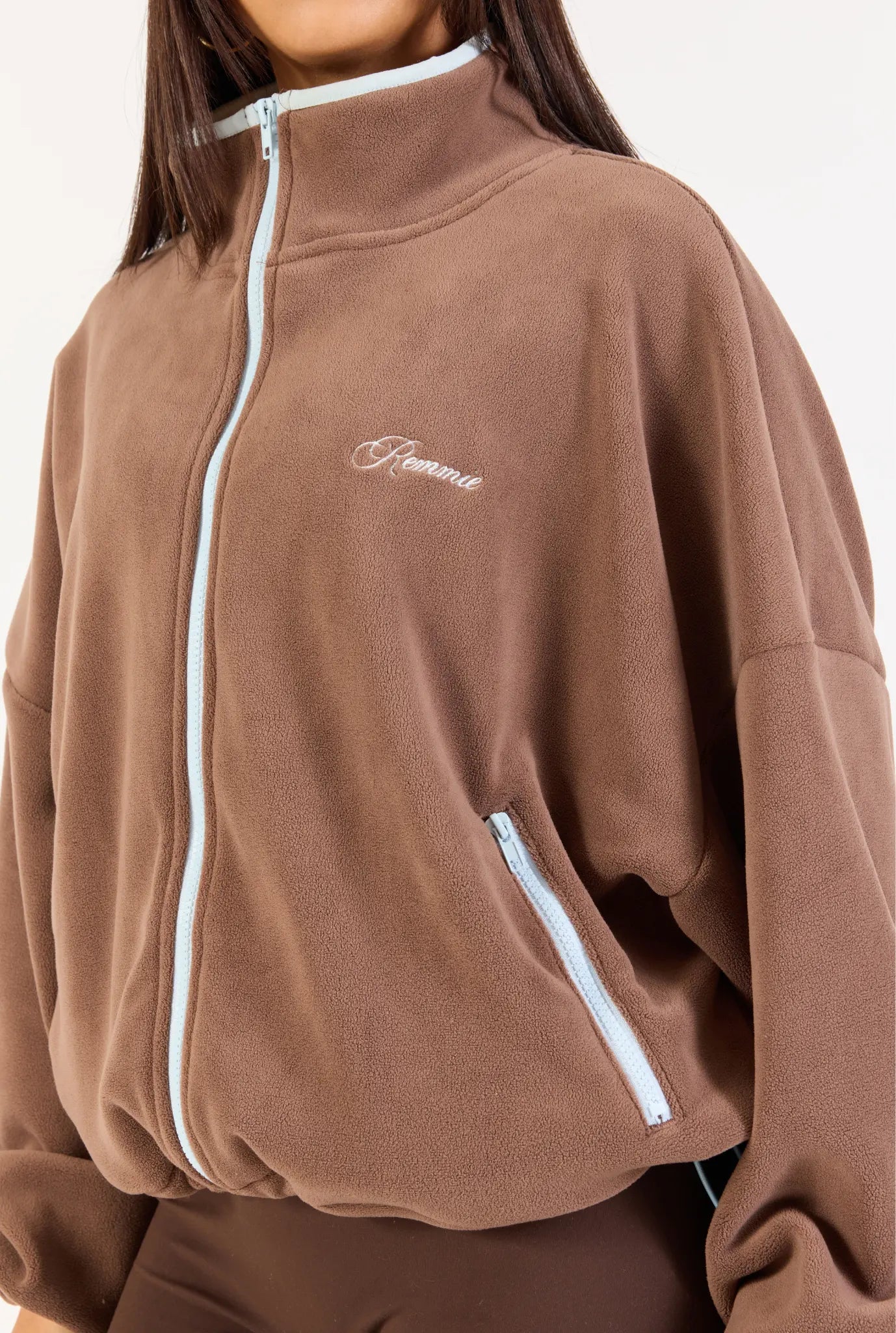Fleece Zip Up  - Brown/Blue