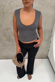 V Neck Tank - Gunmetal
