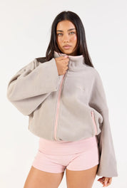 Fleece Zip Up  - Grey/Pink