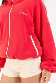Fleece Zip Up - Red/Cream (*PRE-ORDER*)