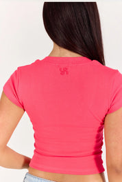 V-neck T-Shirt - Coral Red