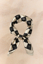 Satin Scarf - Black/Cream Check