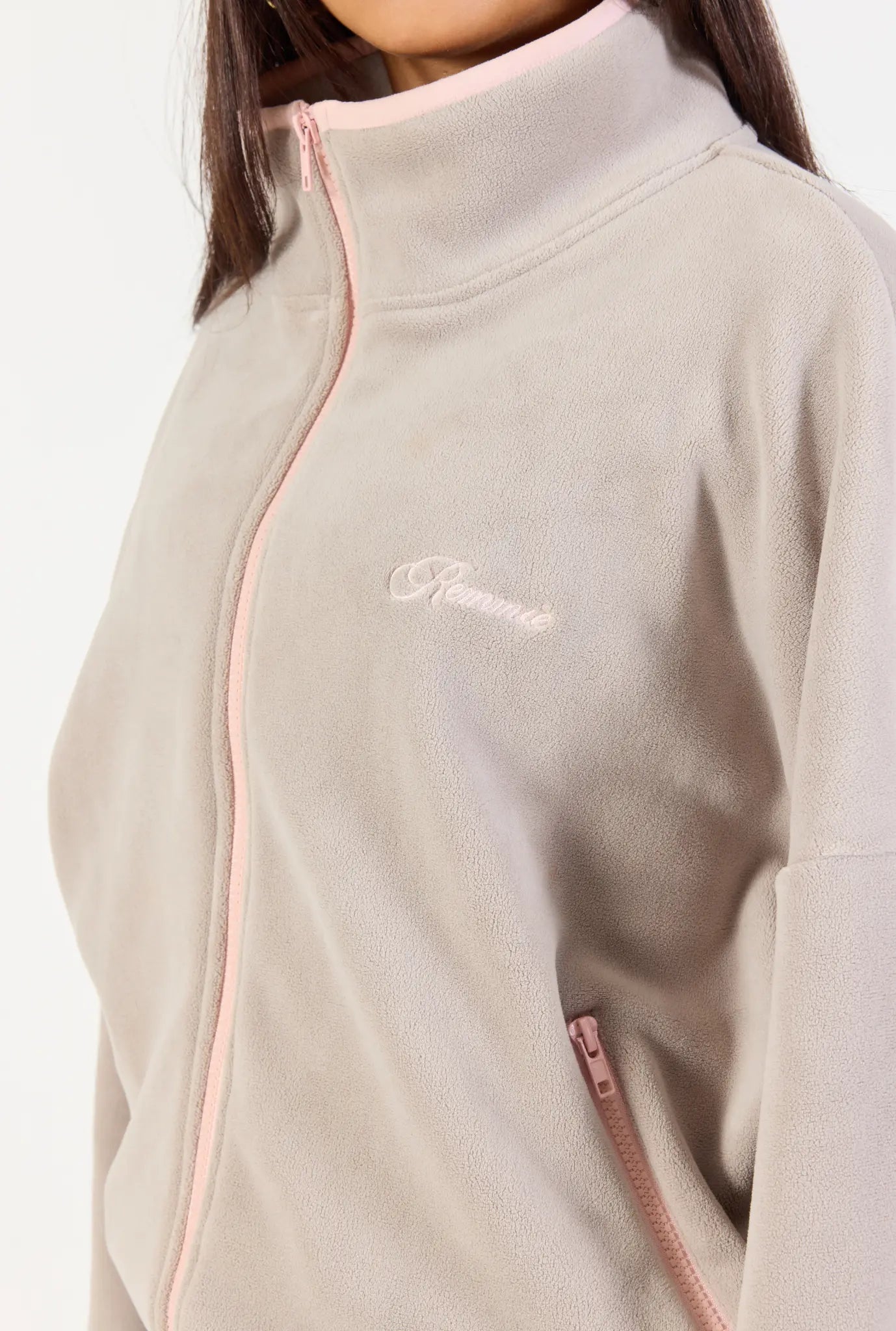 Fleece Zip Up  - Grey/Pink