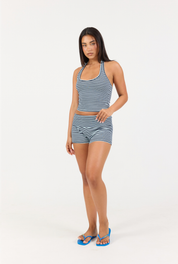 Striped Soft Girl Short - Blue/Dark Navy