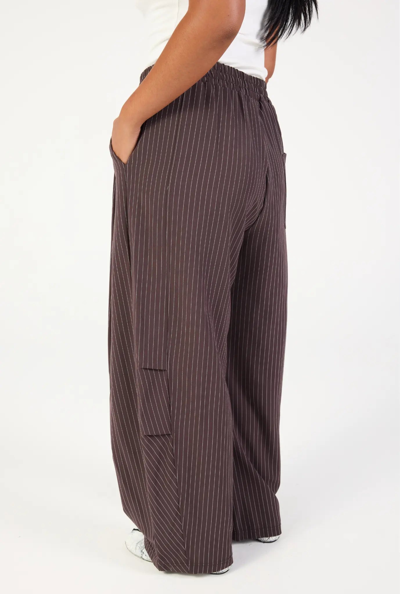 Barrel Leg Pant - Espresso Stripe