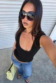 V Neck Tank - Black