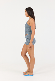 Striped Soft Girl Halter - Blue/Dark Navy
