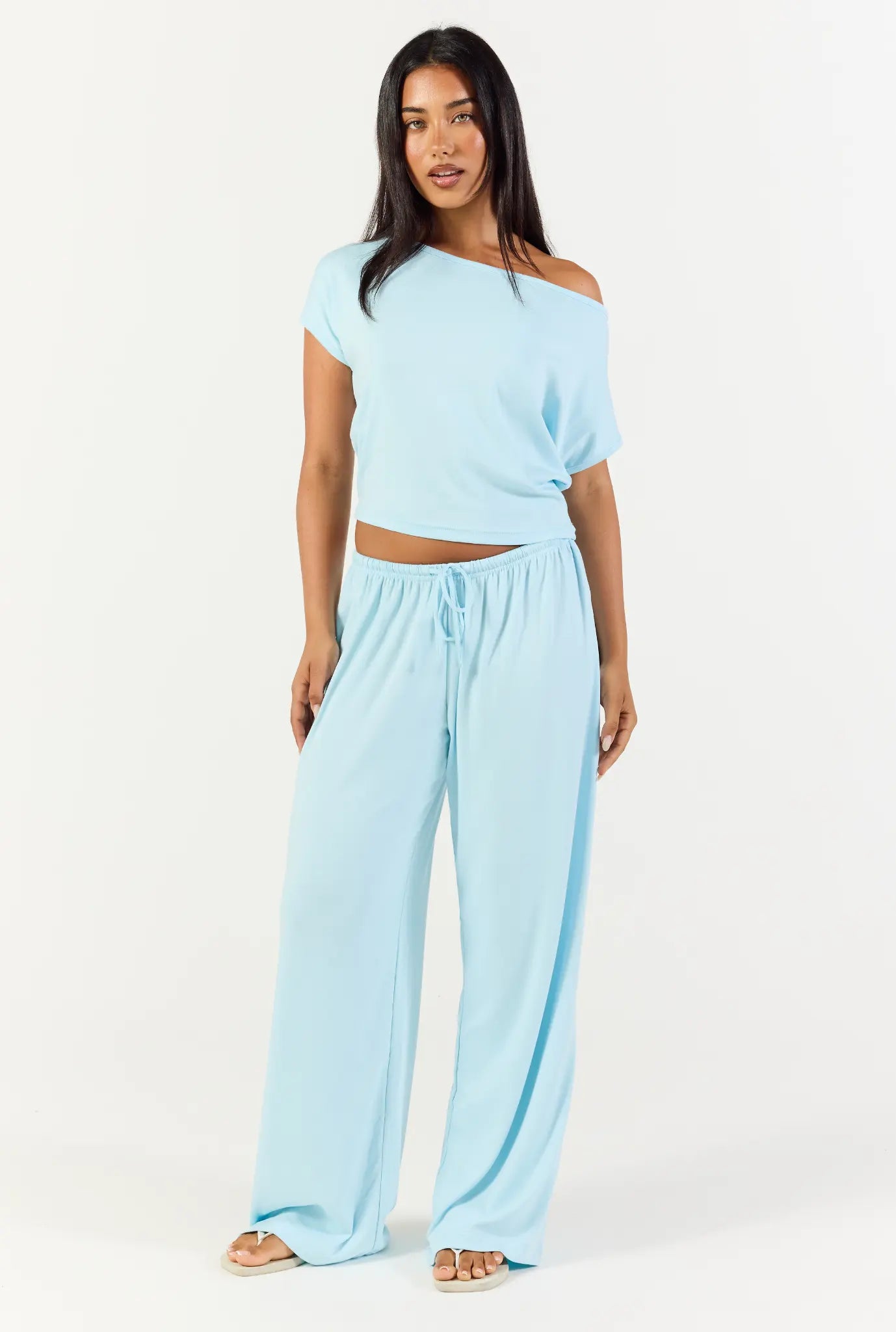 Flow Boat Neck T-Shirt - Baby Blue