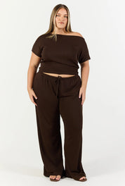 Flow Boat Neck T-Shirt - Choc